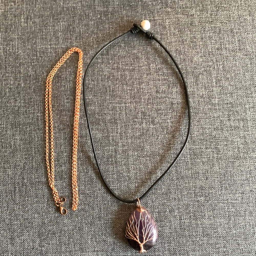💛 3 for $15  Amethyst Tree of Life pendant